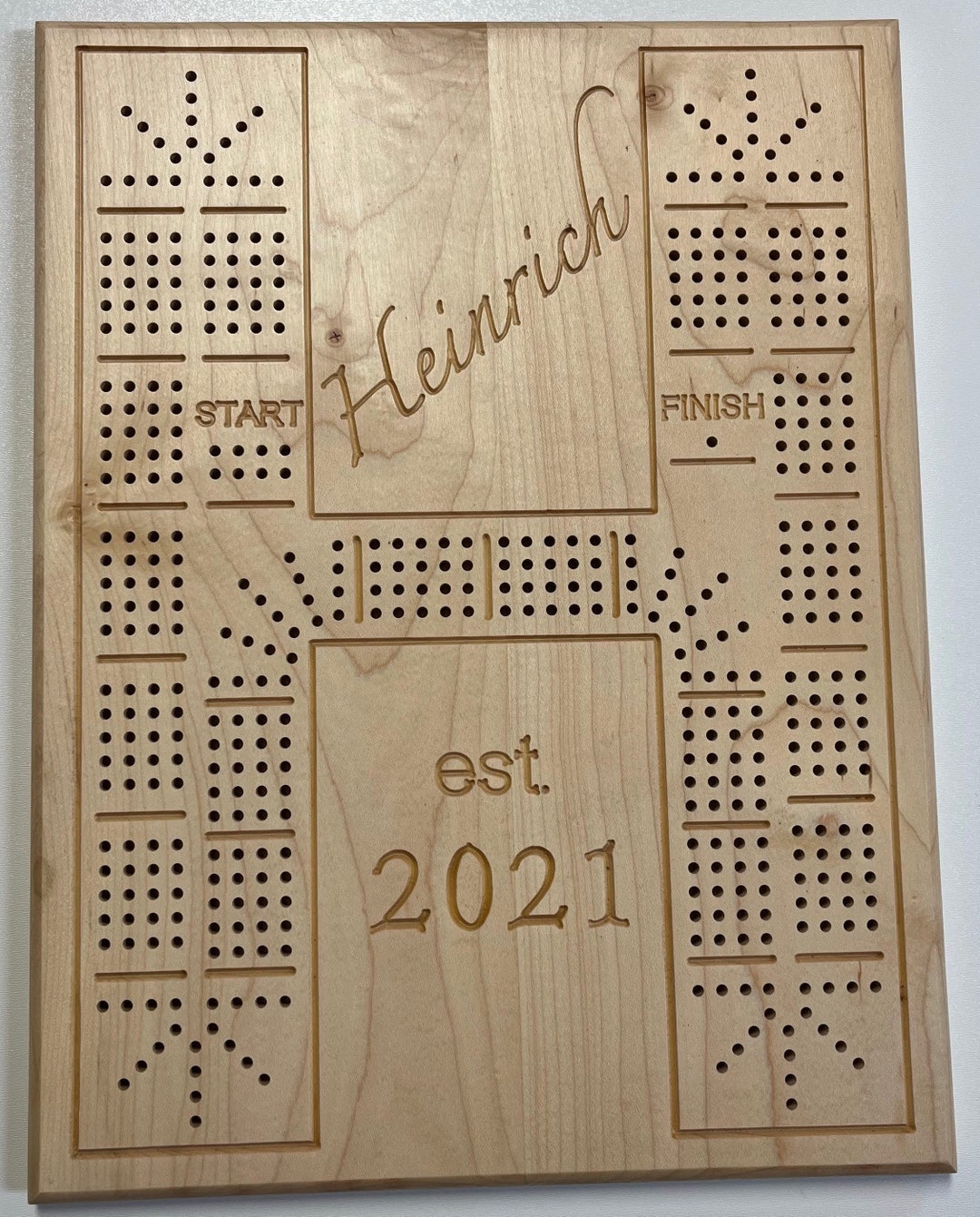 Custom Wood Cribbage Board Letter Shaped Tracks AZ Etsy