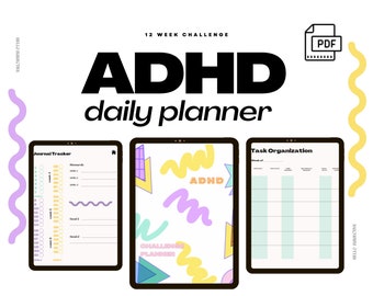 ADHD planner, ADHD digital planner, ADHD adult planner, Digital pdf planner, undated planner, digital downloads