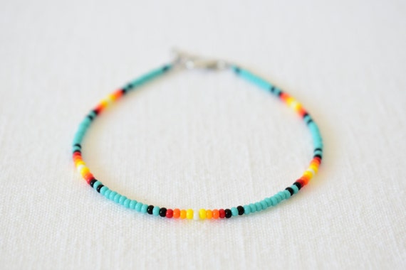 Island Sunset Beaded Anklet Seed Bead Anklet Colorful Bead - Etsy