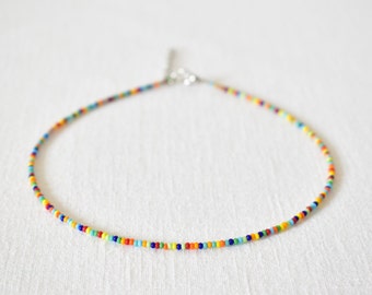 Colorful Beaded Choker, Seed Bead Choker, Colorful Bead Choker, Boho Bead Choker, Beach Choker, Seed Bead Necklace, Trendy Choker