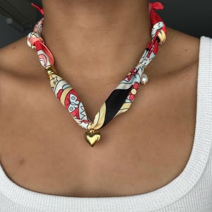 Heart Pendant Scarf Necklace