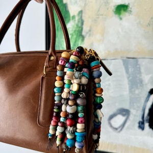 Bone Bead Bag Charm, Pochette Charm, boho bag charm