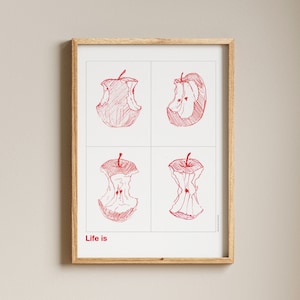 Apples Life es... Ilustración Arte Print Card / Regalo de cumpleaños inspirador / Póster boho danés escandinavo / Schiele / Envío Gratis