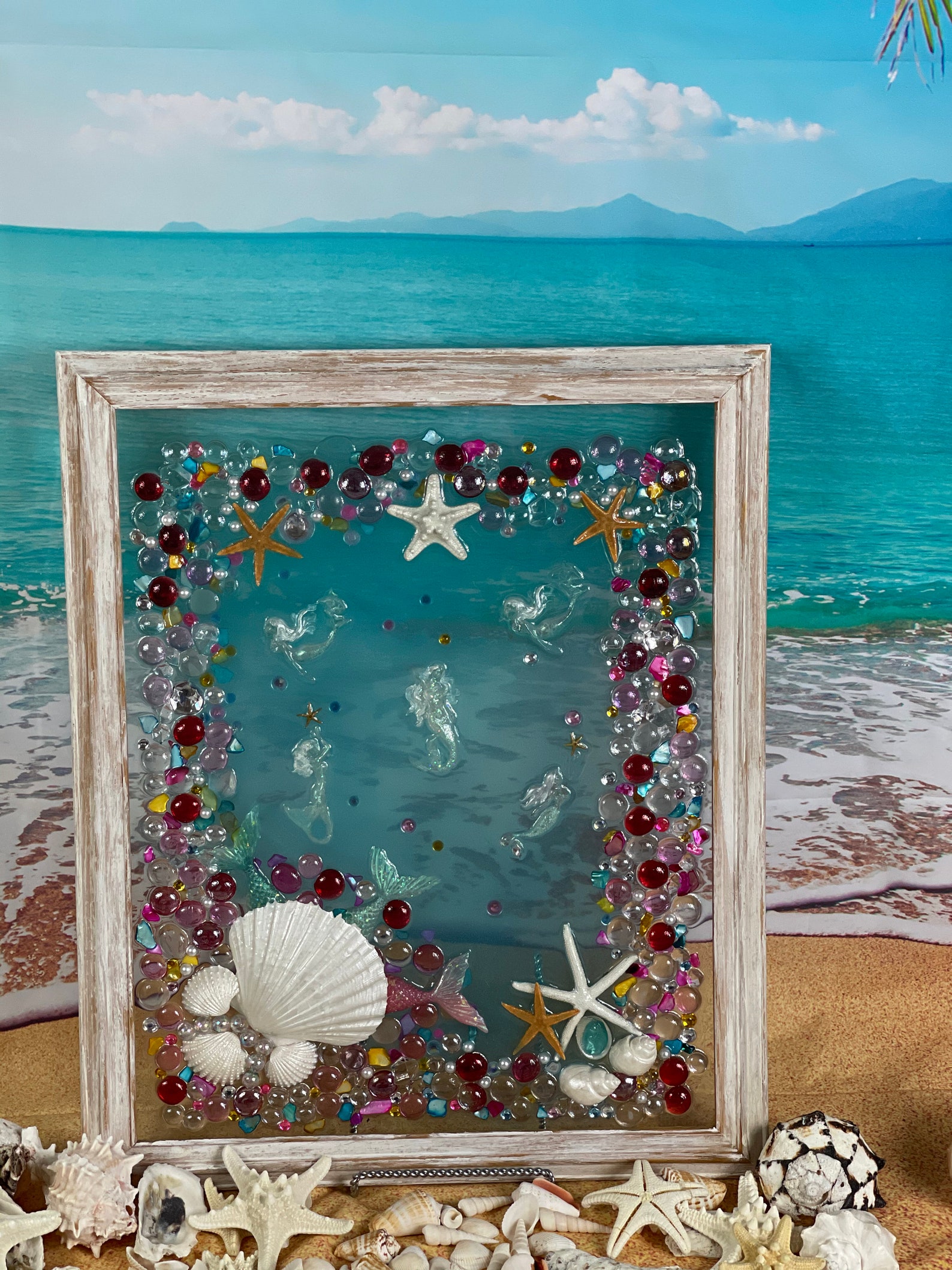 Little Mermaids Wall Hanging Epoxy Resin Art Beach Themed Etsy