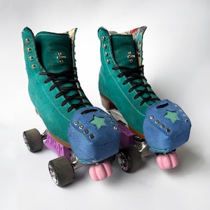 Thick Leather Suede Roller Skate Toe Guards With Star (Pair), Custom Made to Order