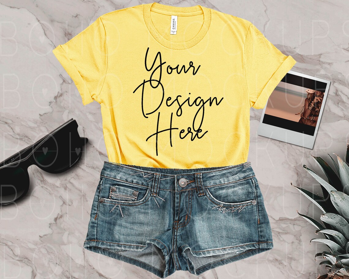 Bella Canvas 3001 Yellow T-shirt Mockup | Etsy