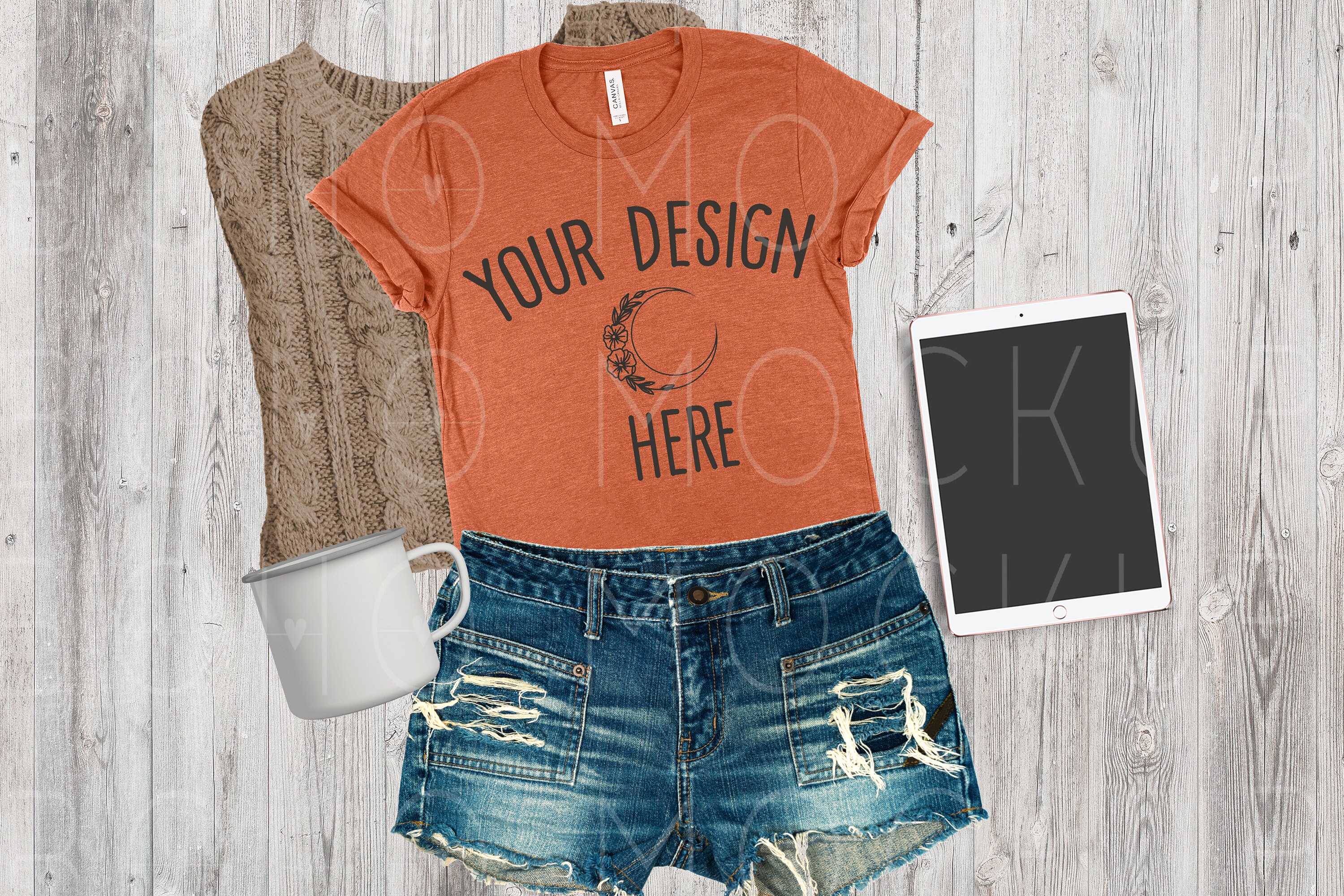Download Bella Canvas 3001 Heather Autumn T-shirt Mockup | Etsy