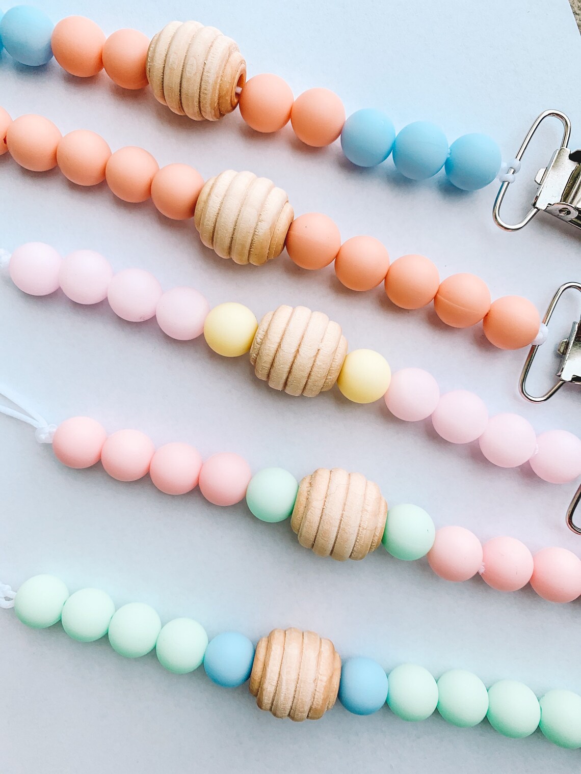 Beaded Pacifier Clips // BPA Free Beaded Silicone Teething Etsy