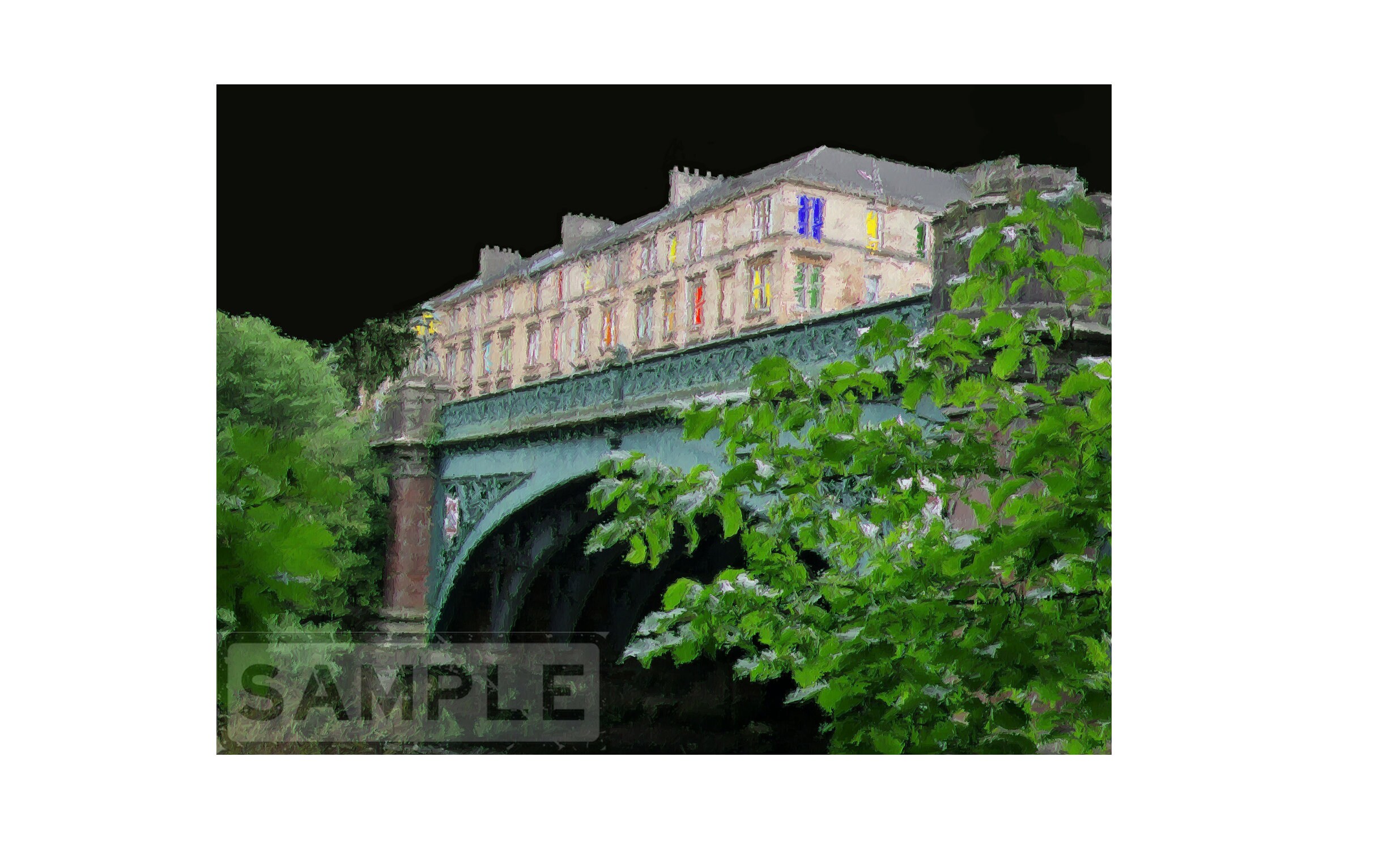 Kelvinbridge Art Print With Tenement Flats Glasgow West End Artwork