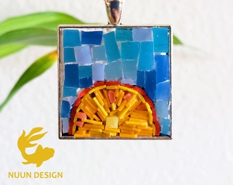 Orange Mosaic/Glass Pendant