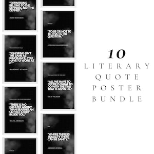 Book Quote Posters Set of 10 DIGITAL Downloads, Classroom Decor, Library Decor, Book Prints, Literary Quote Print Set, Book Lovers, Smoke