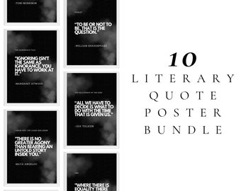 Conjunto de carteles de citas de libros de 10 descargas digitales, decoración del aula, decoración de la biblioteca, impresiones de libros, conjunto de impresión de citas literarias, amantes de los libros, humo