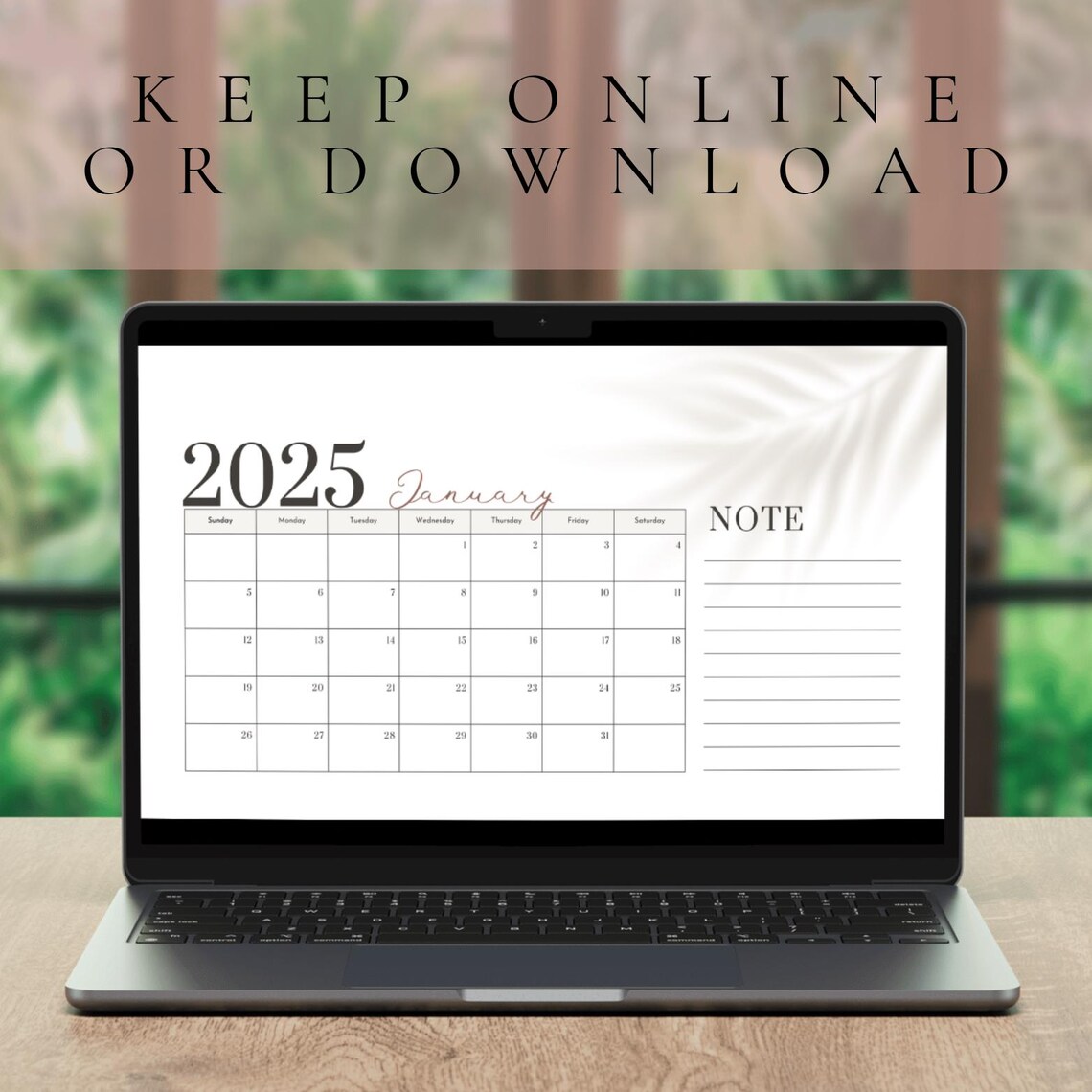 Tropical-themed Printable Calendar 2025 | Light & Airy Monthly Planner ...