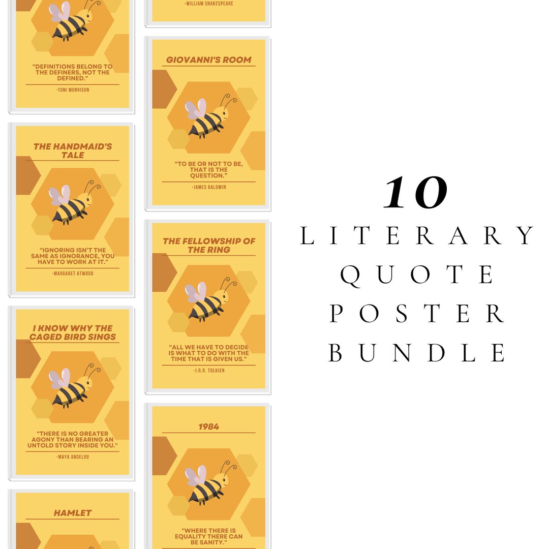 Book Quote Posters Set of 10 DIGITAL Downloads, Classroom Decor ...