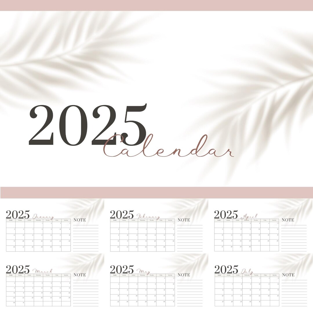 Tropical-themed Printable Calendar 2025 | Light & Airy Monthly Planner ...