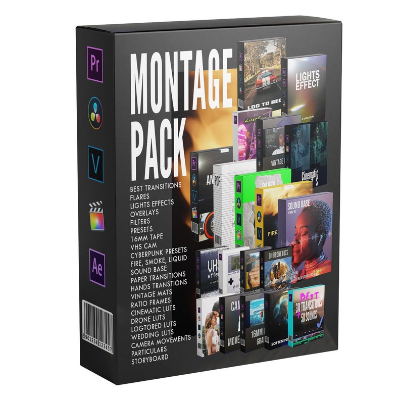 MONTAGE PACK 2022 BEST Transitions, Presets, Overlays, Luts, Sounds, Glitches, Lights Adobe Premiere, DaVinci Resolve, Final Cut, Vegas. image 1