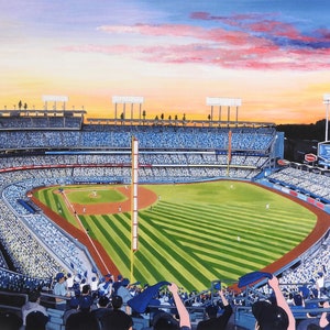 PRINT of Original Acrylic painting - &quot; Dodger stadium &quot; / Baseball art / Baseball painting