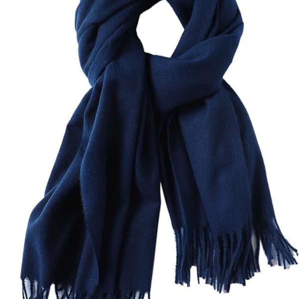 Luxury Cashmere Navy Blue Scarf