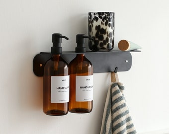 Metal Shelf with Hook, Aesop Bottle Holder for Bathroom, Wall Mounted Black Holder, 300ml bottle holder, Bathroom Organizer