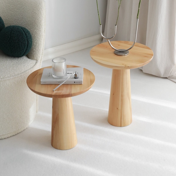 Natürlicher Nesting Couchtisch, Holzpilz-Beistelltischset, Holzbeistelltisch, 3er-Set Couchtisch, 2er-Set Modernes Nest von Tischen