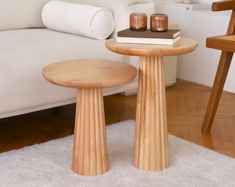 Natural Mushroom Side Table, Nesting Coffee Table, Wooden Drink Table, Wooden End Table, Set of 3 Side Table, Set of 2 Coffee Table