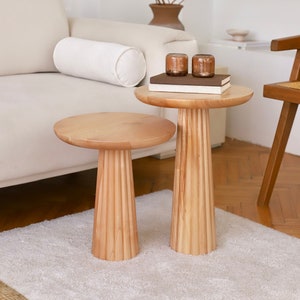 Natural Mushroom Side Table, Nesting Coffee Table, Wooden Drink Table, Wooden End Table, Set of 3 Side Table, Set of 2 Coffee Table
