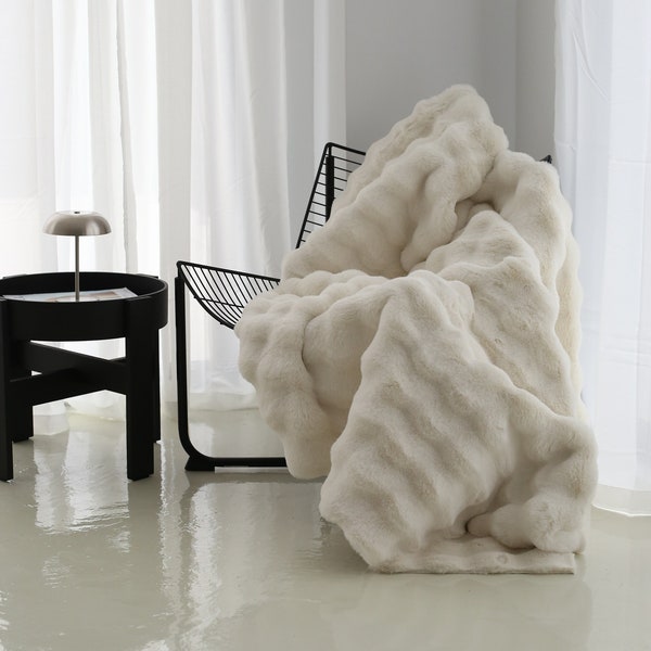 Kunstpelz Decke, Wolkendecke für Sofa, flauschige Kunstpelz Decke, flauschiges 20 "x 20" Kissen, doppelseitiges Kunstpelzkissen