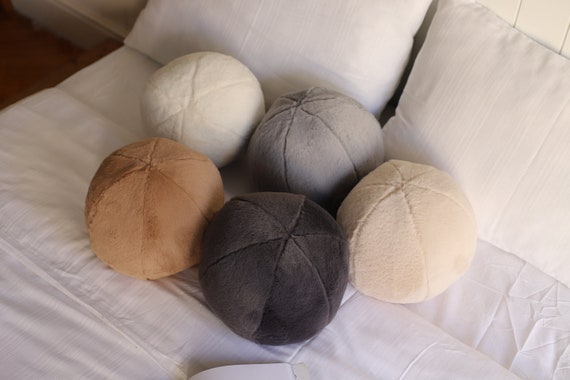 Faux fur top ball pillow