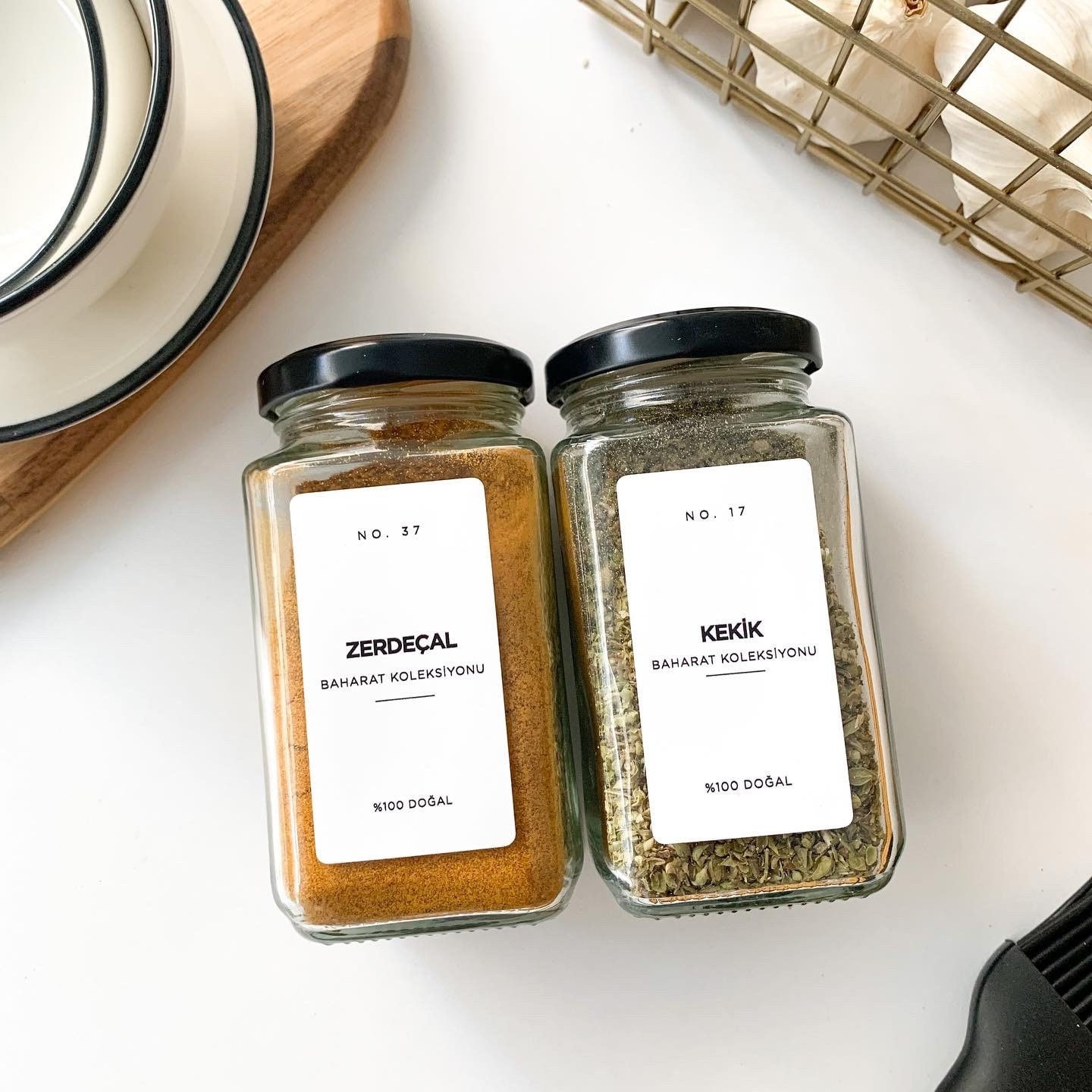 Square Glass Spice Jars, 195ml Various Colours