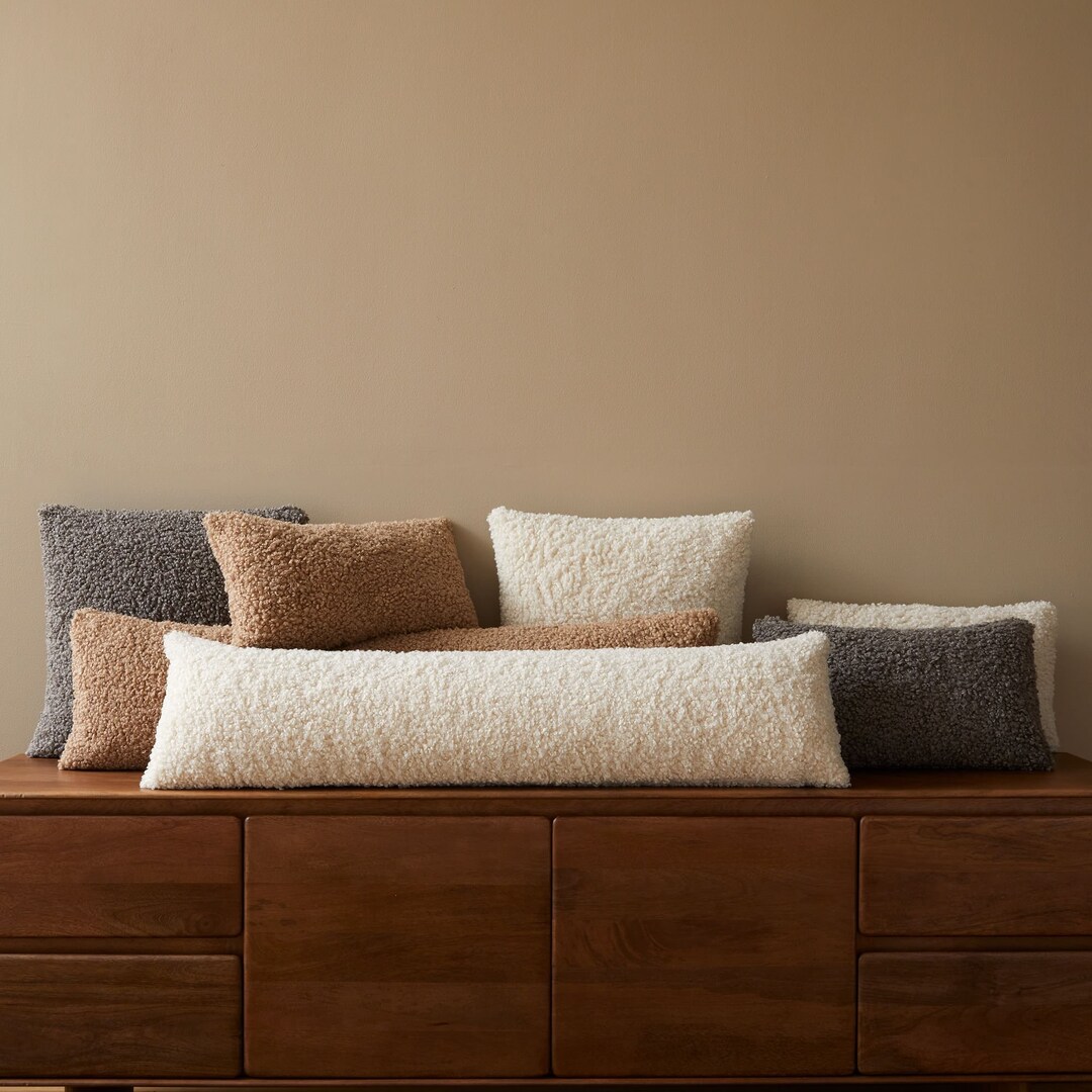 Boucle Long Pillow Cover Extra Long Pillow White Lumbar Etsy