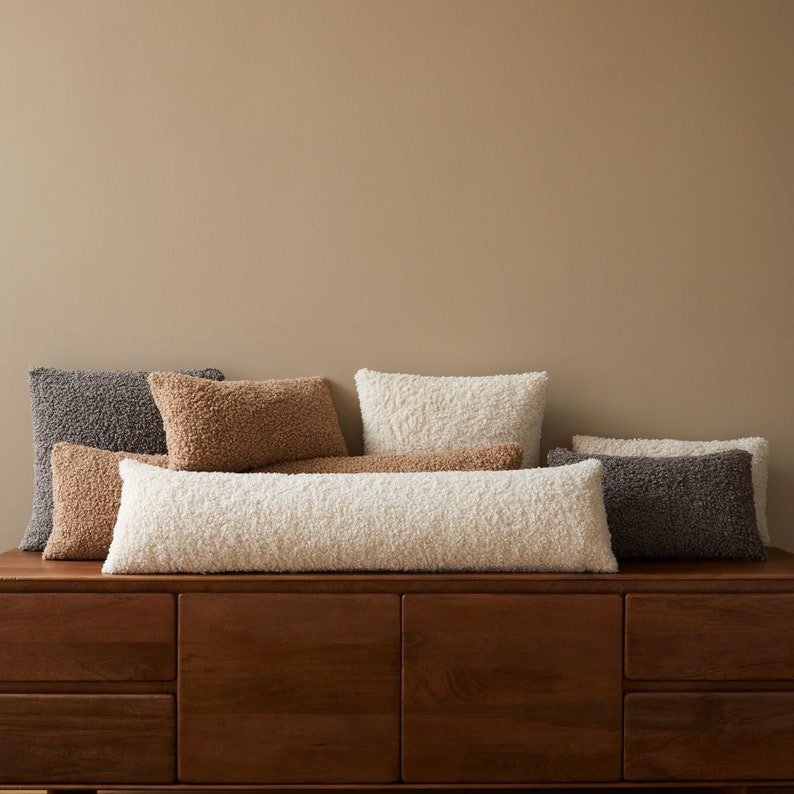 Boucle Long Pillow Cover Extra Long Pillow White Lumbar Etsy