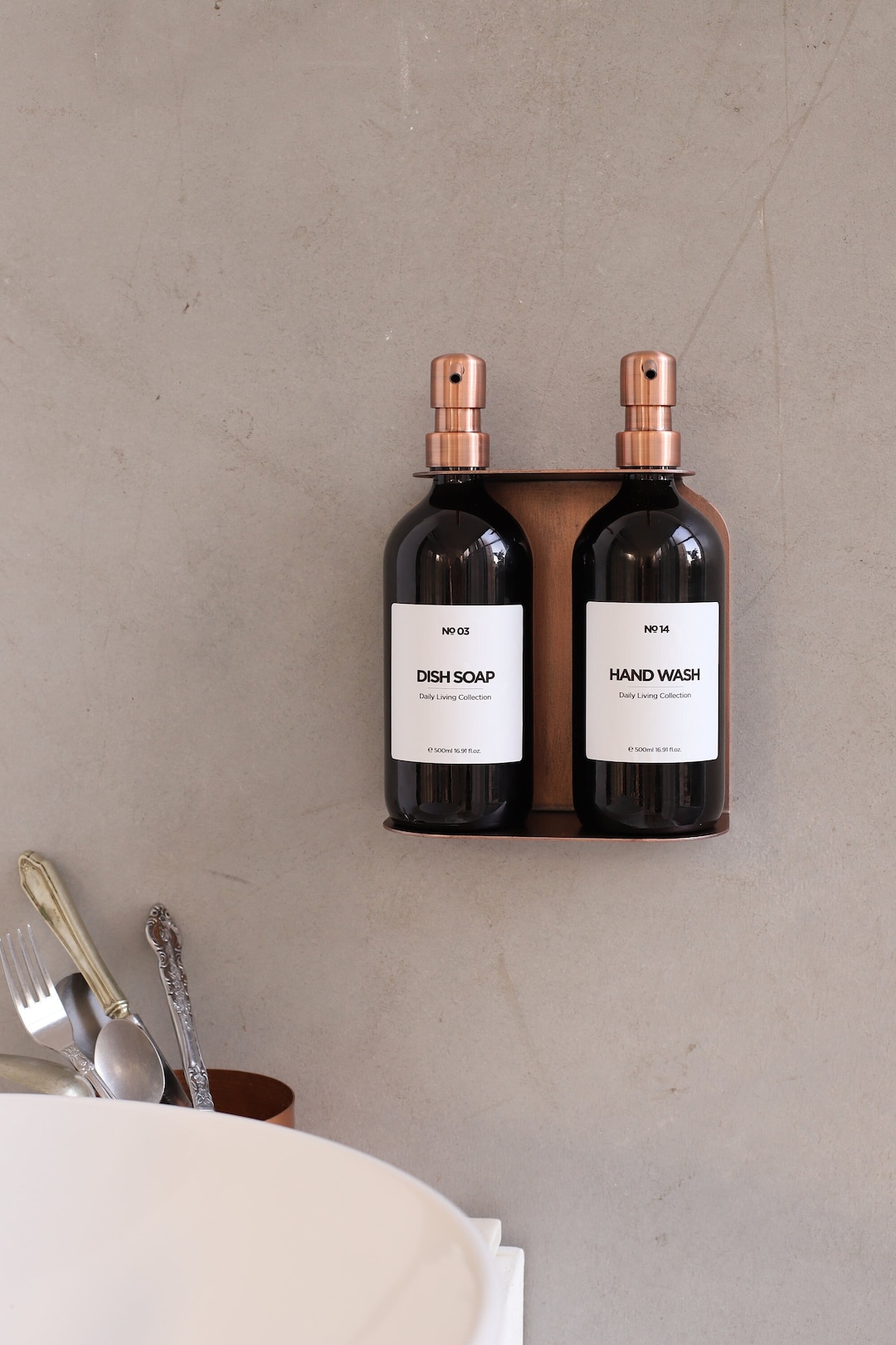 Soap Dispenser With Copper Holder Bundle, Stainless Steel Wall Bracket ...