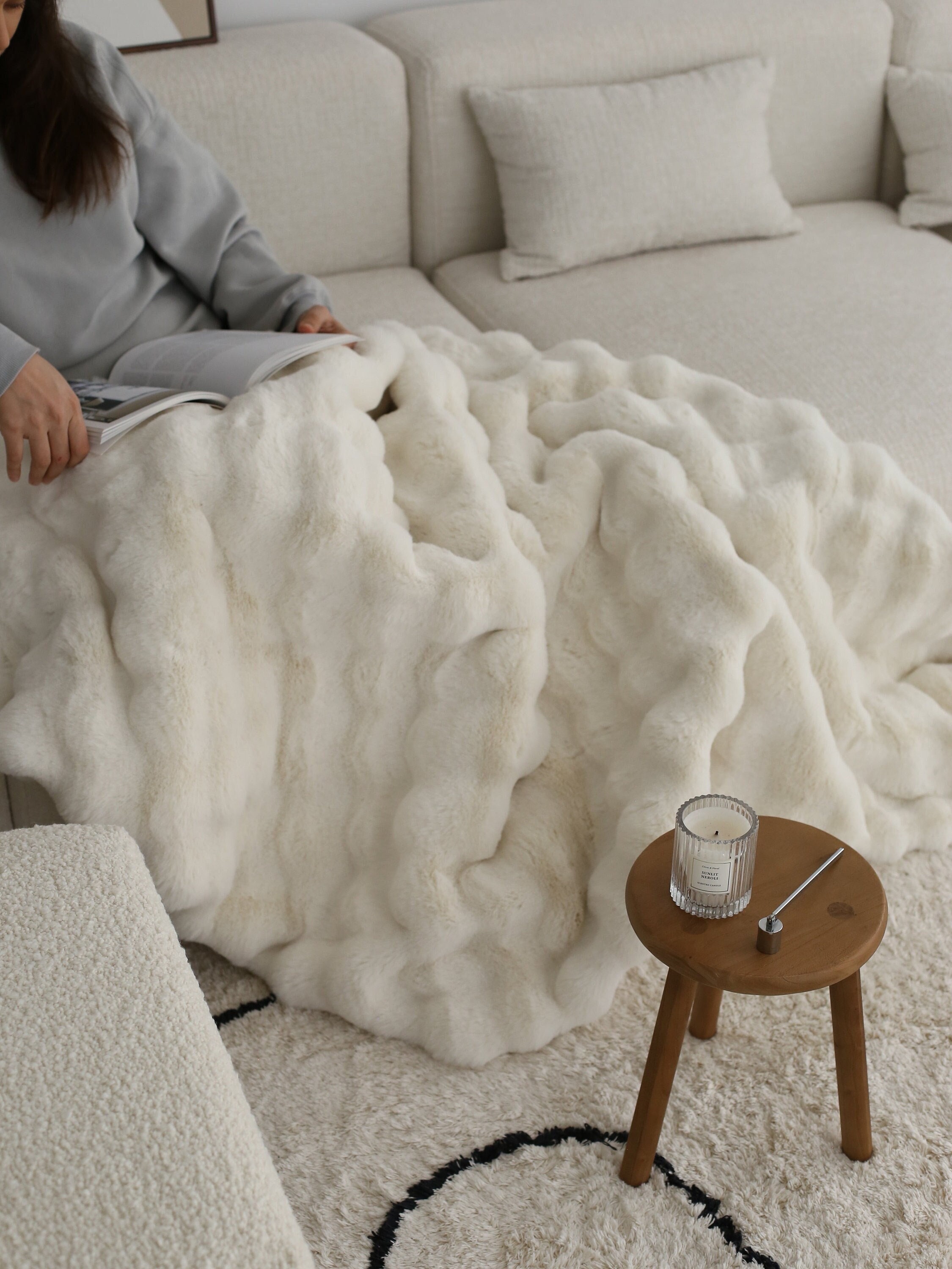Faux Fur Throw Blanket for Bed Plush Cloud Blanket for Sofa Fluffy Faux Fur Throw Blanket 20x20 Fluffy Cushion Etsy