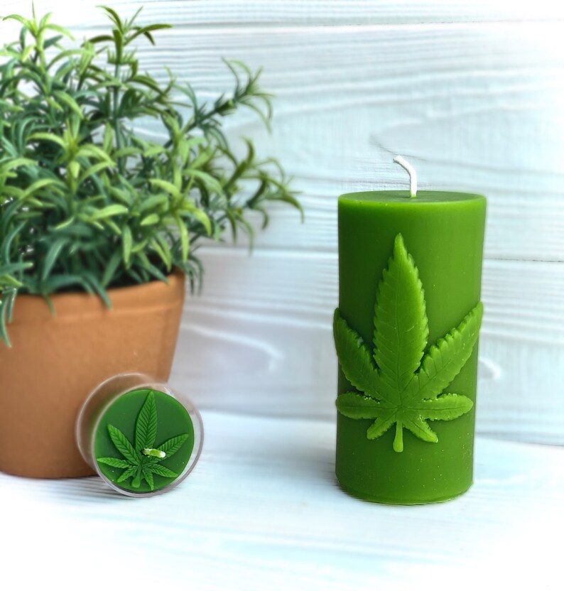 Cannabis Leaf Beeswax Candle Marijuana Candle 420 Gift Etsy