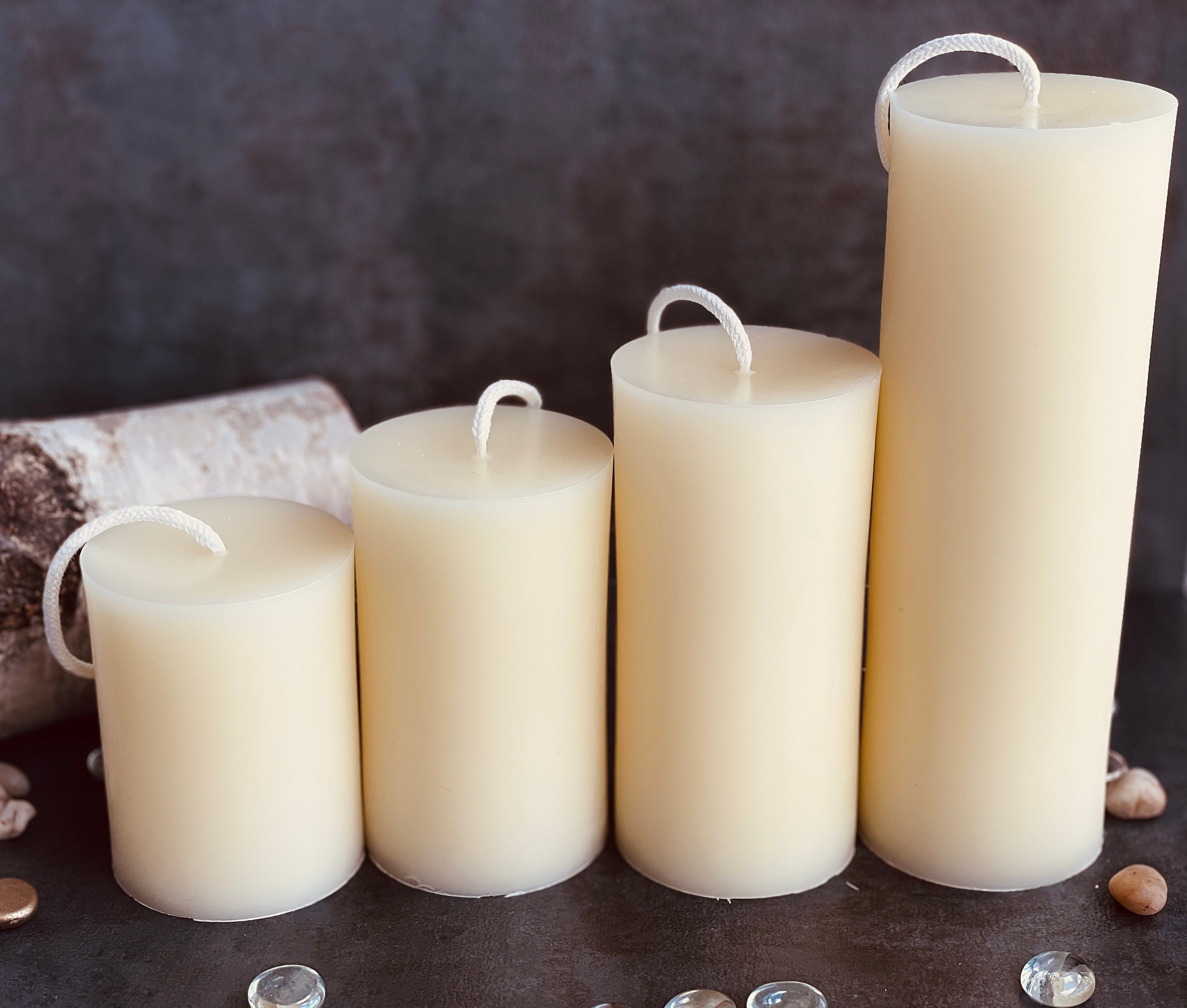 White Beeswax Candle 3 inch Pillar Candles Organic Candle Etsy
