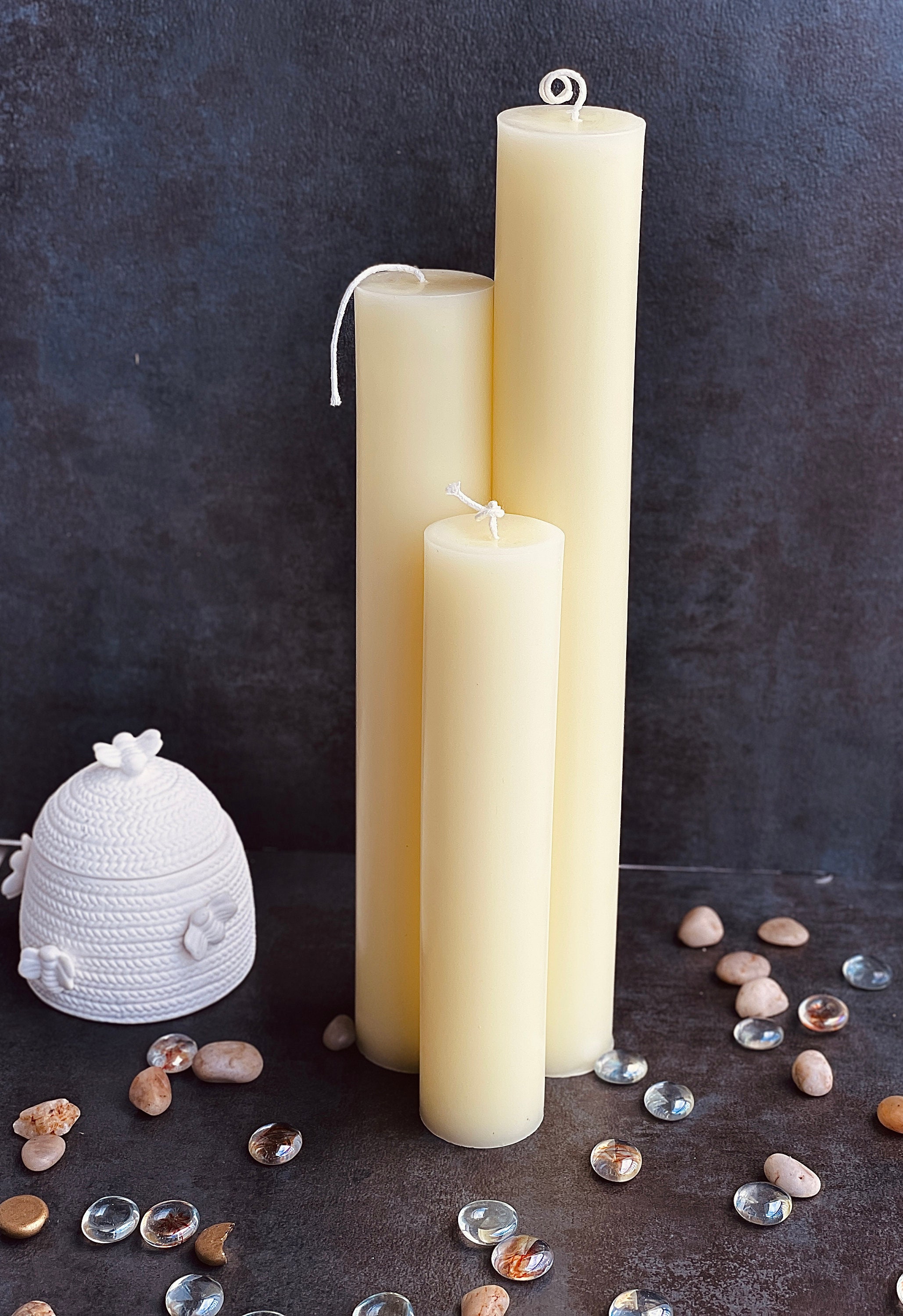 White Beeswax Candle 2 inch wide Pillar Candle Organic Etsy