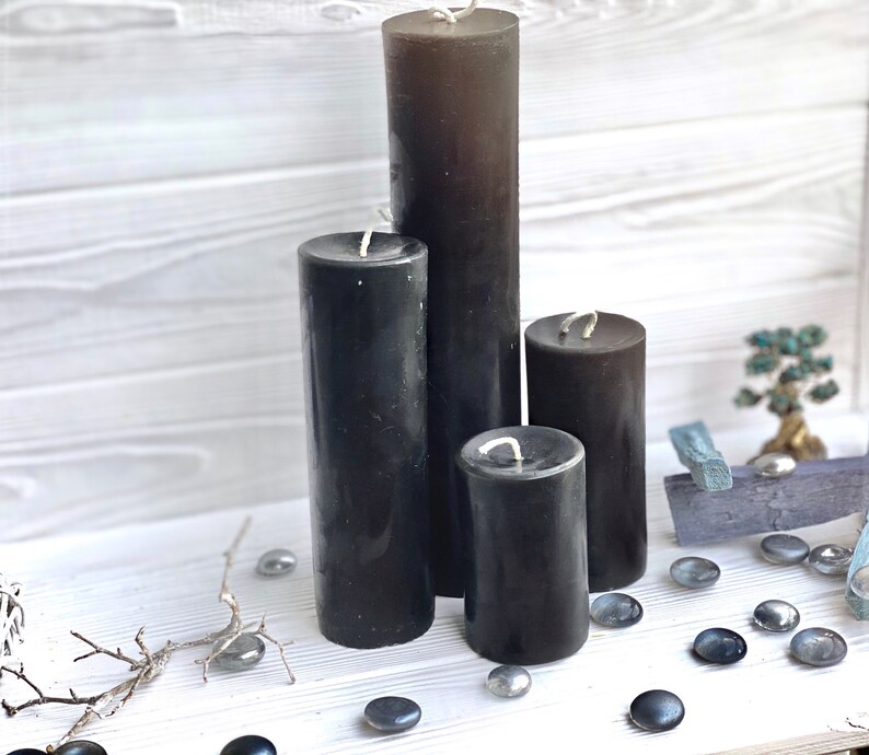 Black Beeswax Candles 100 Pure Beeswax Pillar Candle Etsy