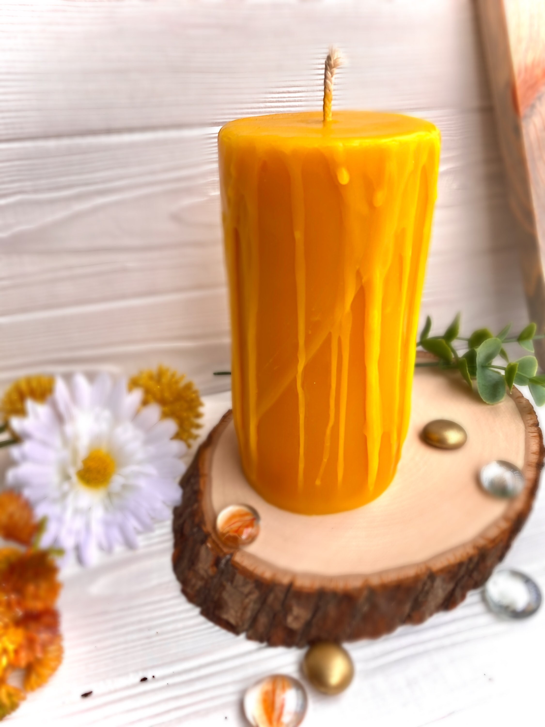 3x6 Beeswax Drip Candle 100 Pure Beeswax Pillar Etsy