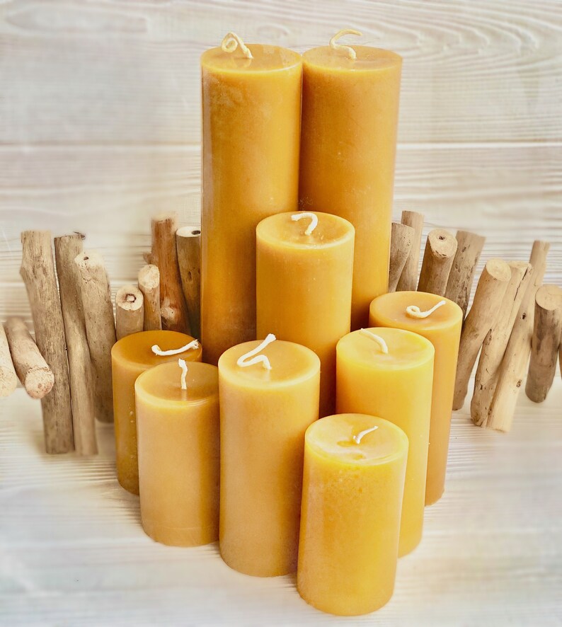 Beeswax Candle 2 Wide Pillar Candle Homemade Candles Etsy