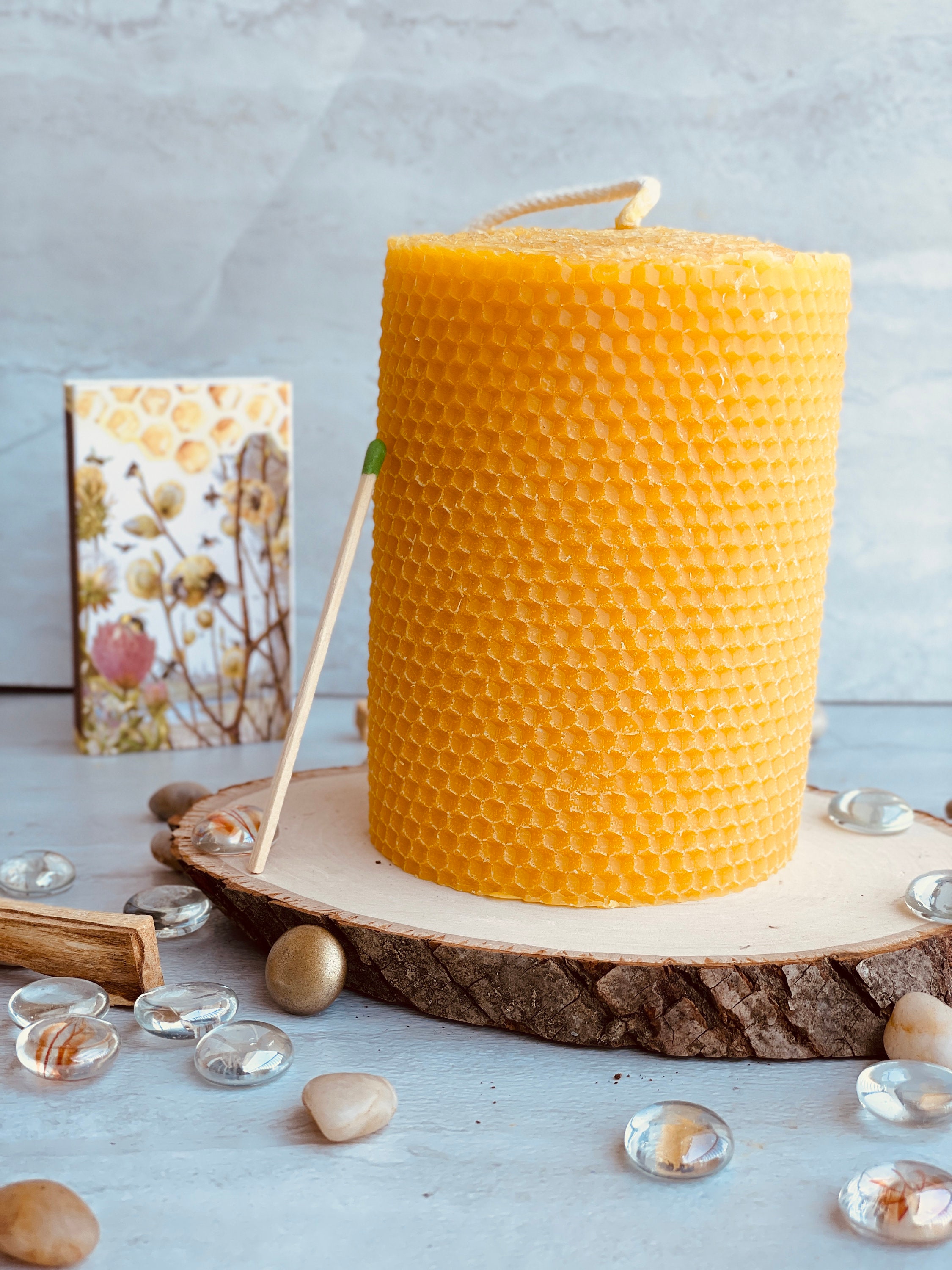 Large 4 inch wide Beeswax Candle Homemade Candles Handmade Etsy