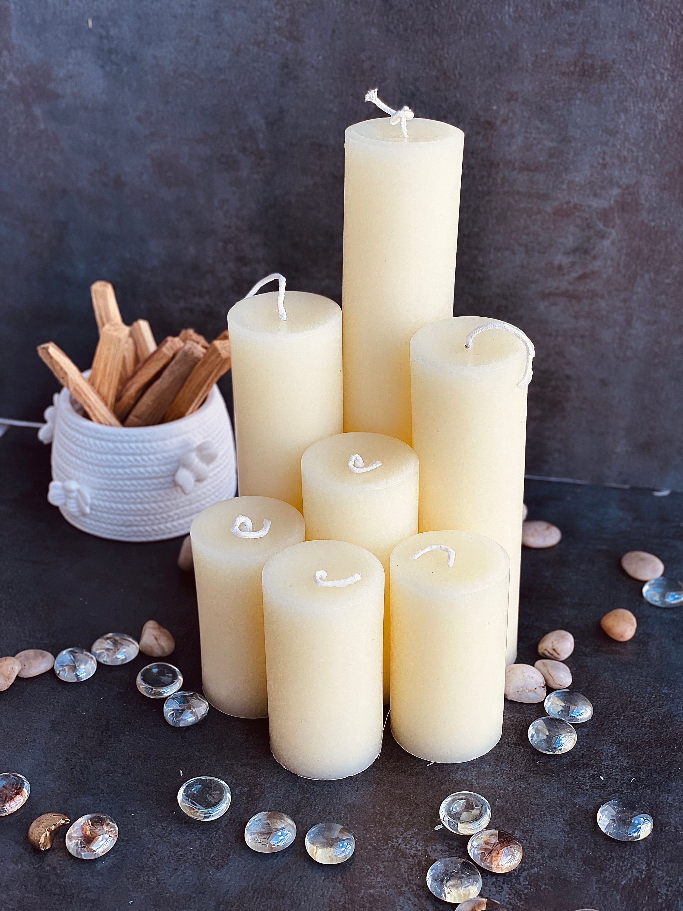 White Beeswax Candle 2 inch wide Pillar Candle Organic Etsy