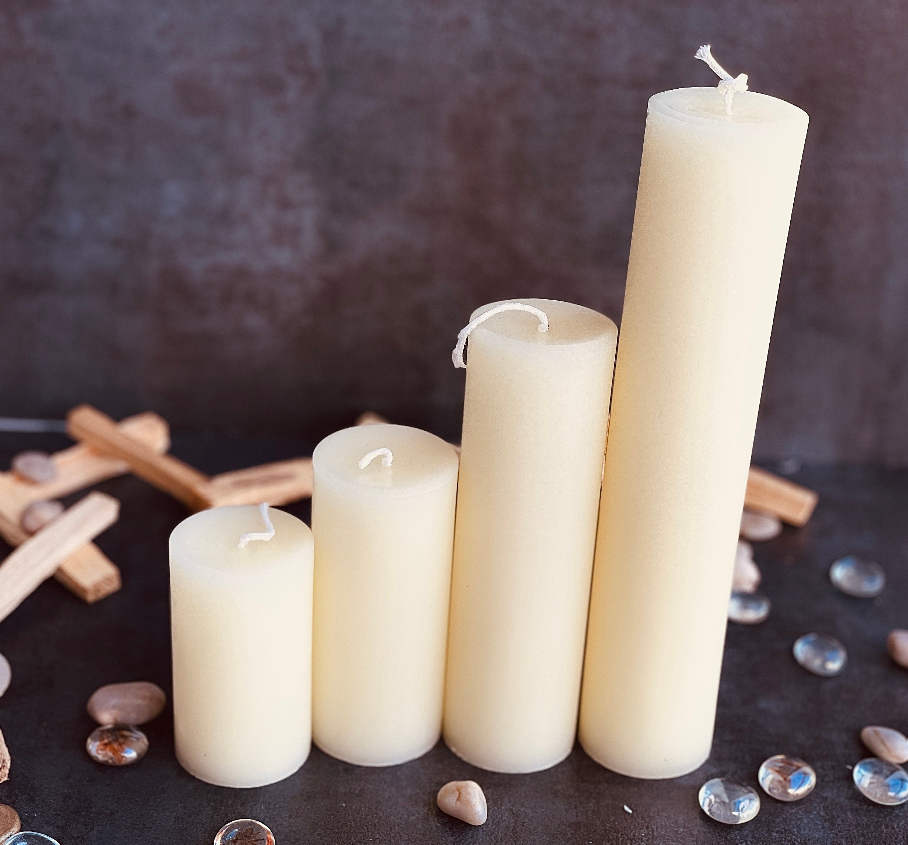 Set of 4 White Beeswax Candles 2 Inch Wide Pillar Candle Set Etsy