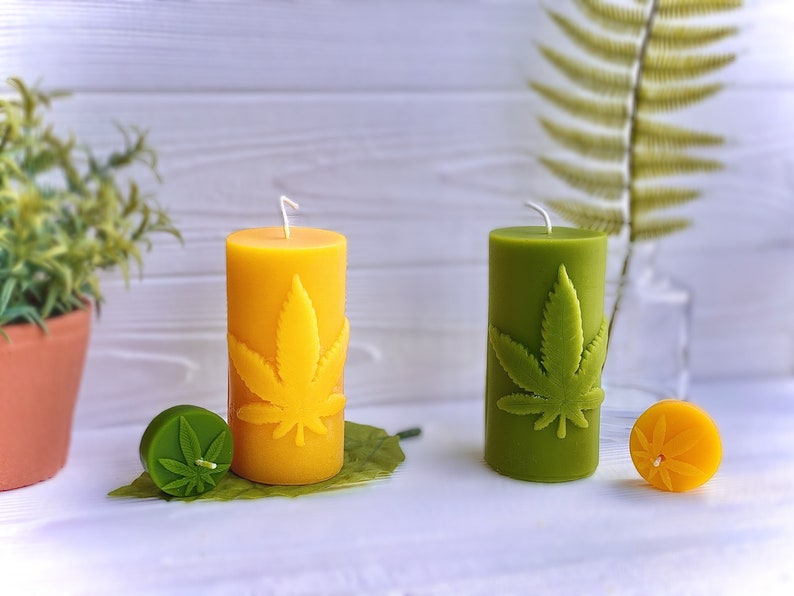 Cannabis Leaf Beeswax Candle Marijuana Candle 420 Gift Etsy