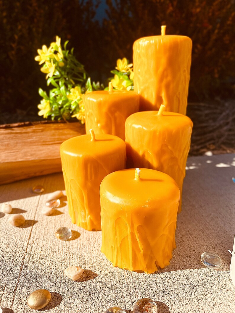 Beeswax Candles 3 Wide Drip Candles 3 9 Tall Etsy