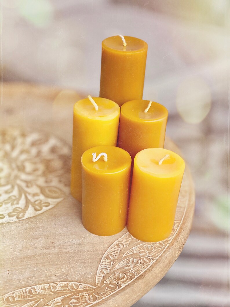 Beeswax Candle 2 Wide Pillar Candle Homemade Candles Etsy