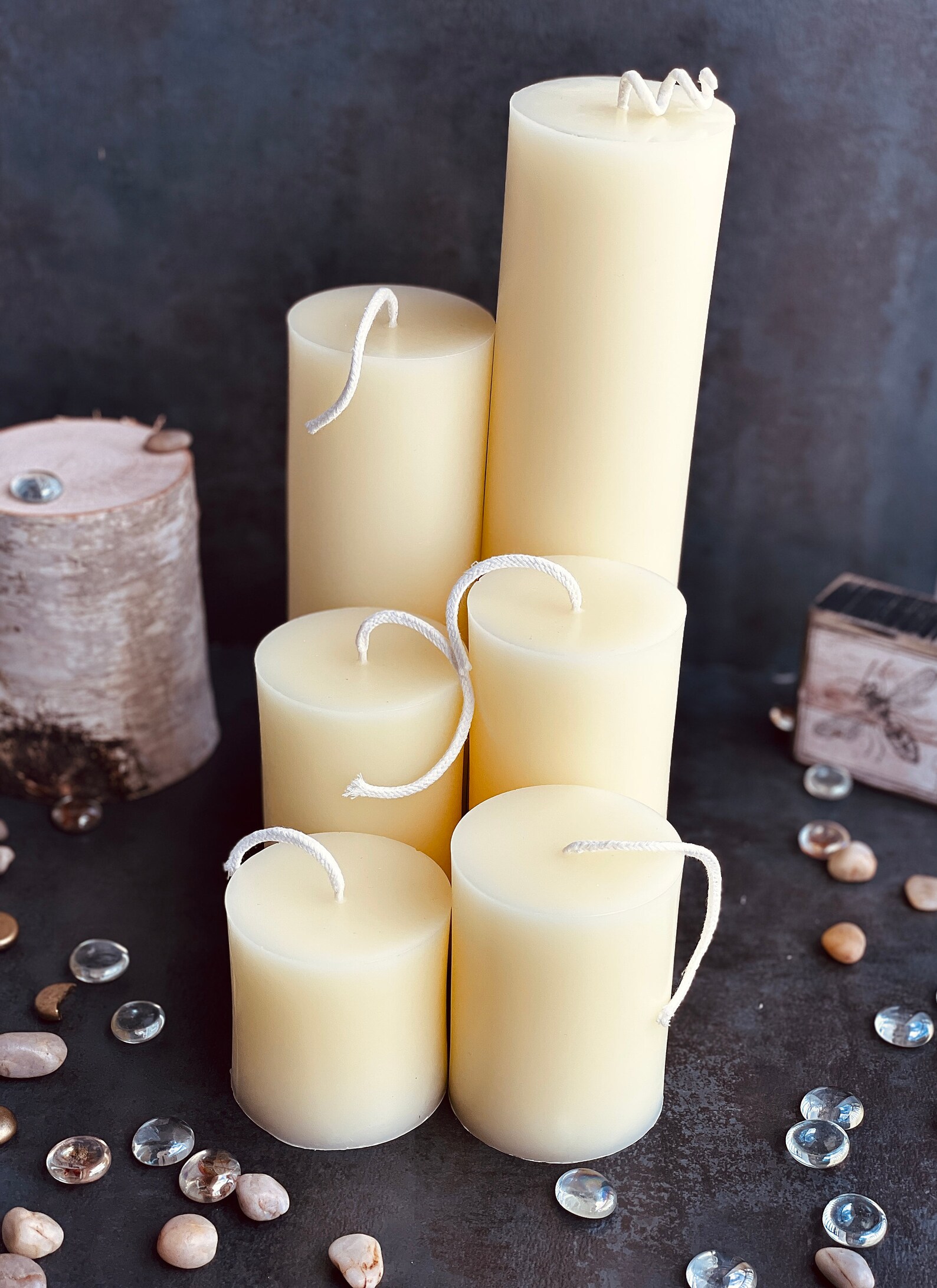 White Beeswax Candle 3 inch Pillar Candles Organic Candle Etsy