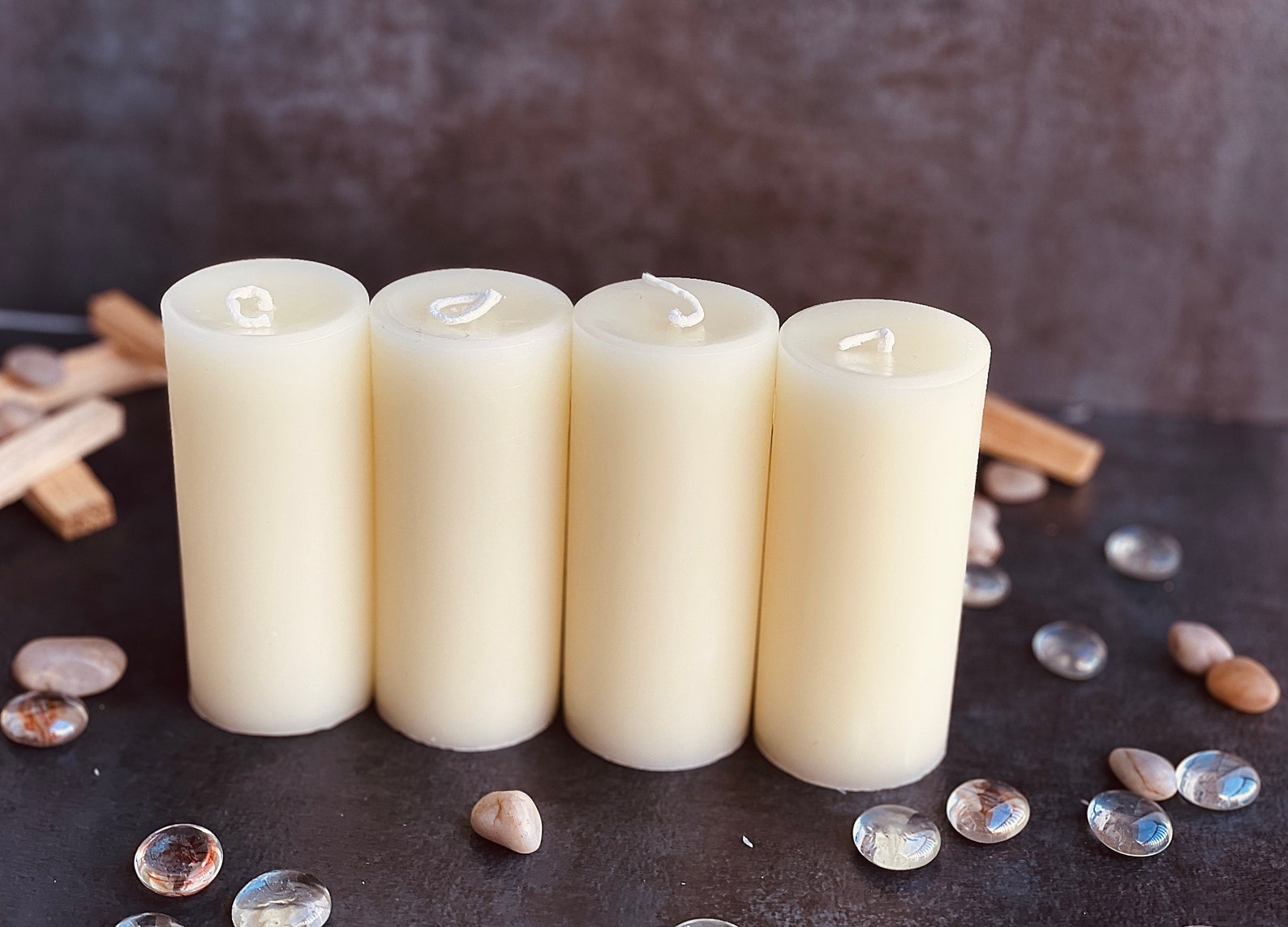 Set of 4 White Beeswax Candles 2 inch wide Pillar Candle Etsy