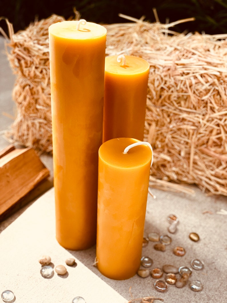 100 Beeswax Candles 3 Wide Beeswax Pillar Candles Etsy