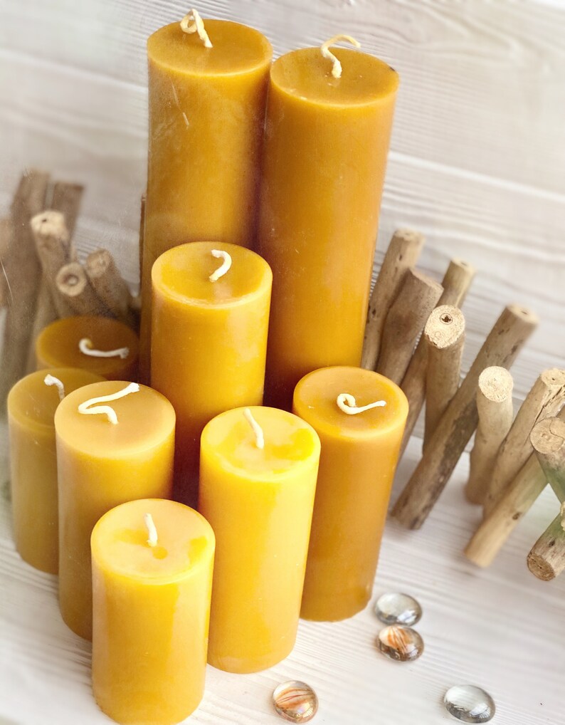 Beeswax Candle 2 Wide Pillar Candle Homemade Candles Etsy