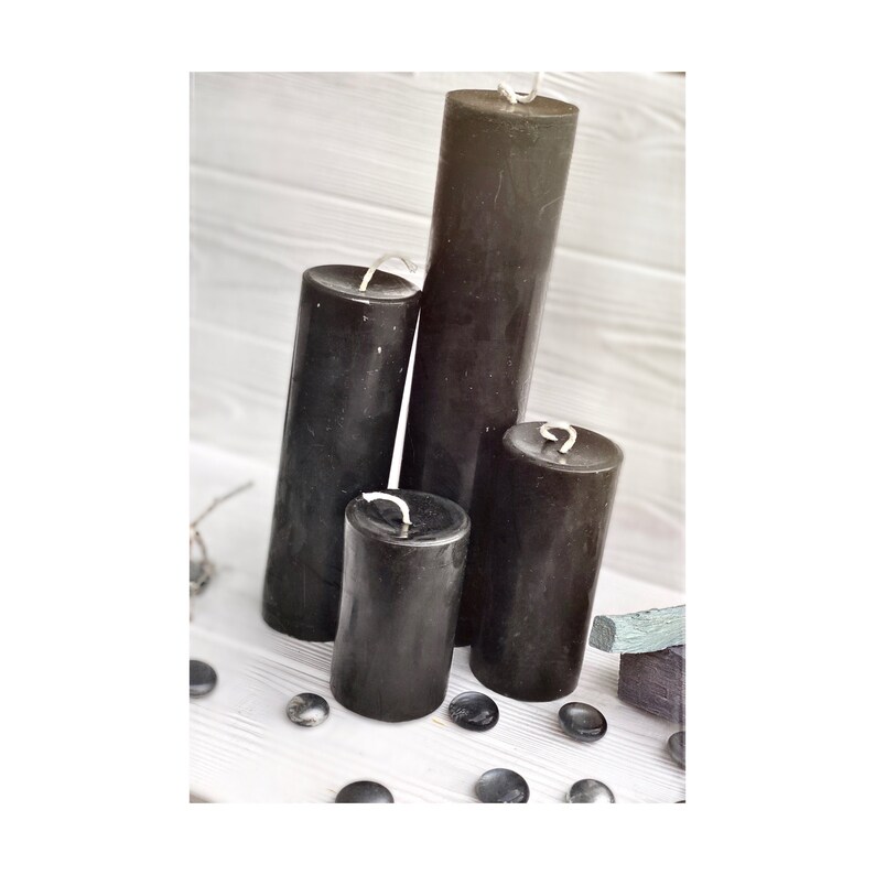 Black Beeswax Candles 100 Pure Beeswax Pillar Candle Etsy